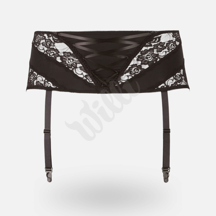 Černý krajkový podvazkový pás Suspender Belt