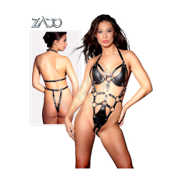 Černé kožené body s odepínacími prsními díly