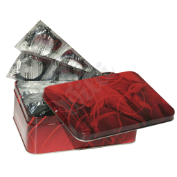 50 kondomů v plechové krabičce